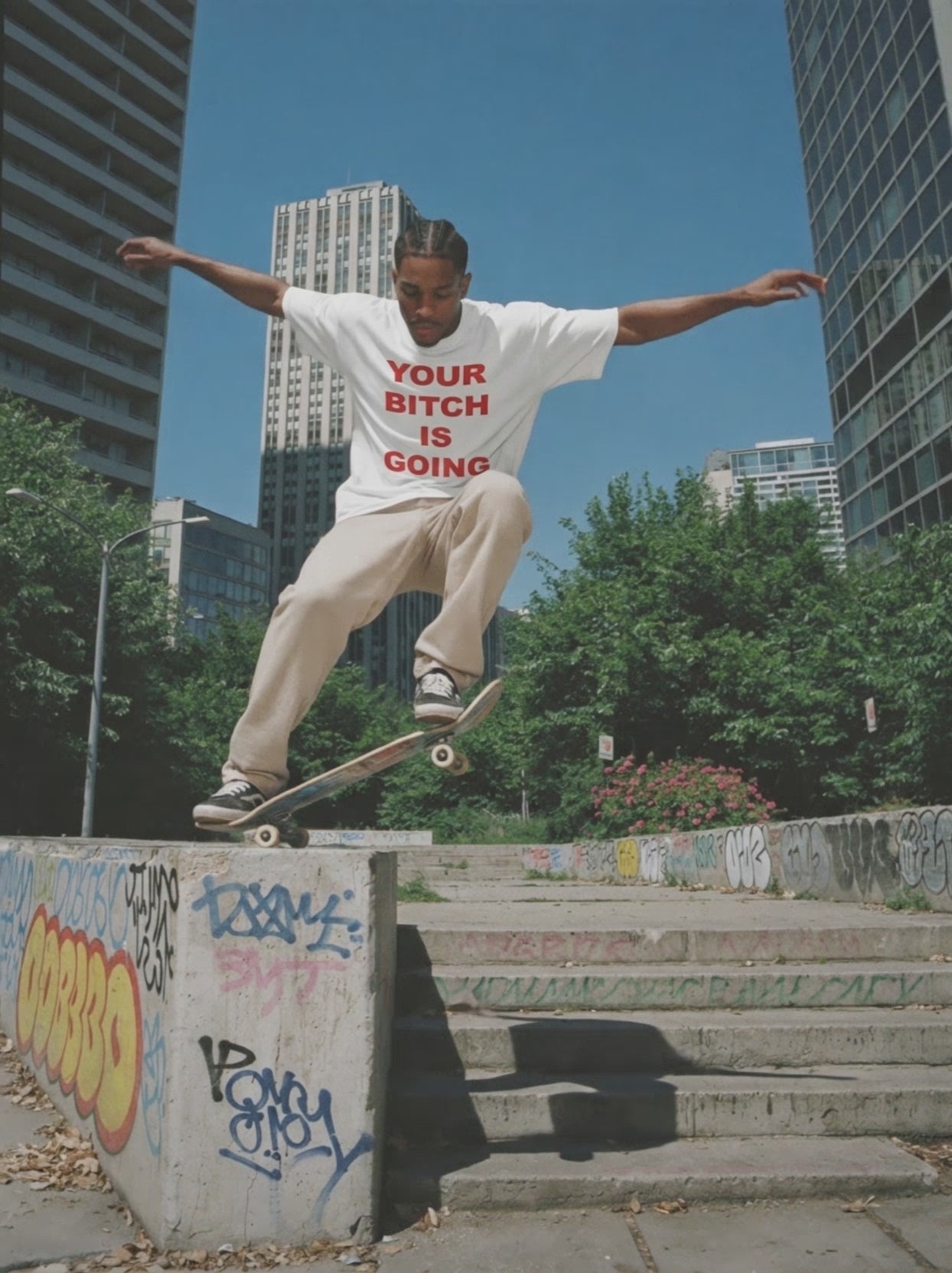 YOUR BITCH IS GOING Box Tee (White & Red)